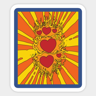 Flames Burning Heart On Fire Sticker